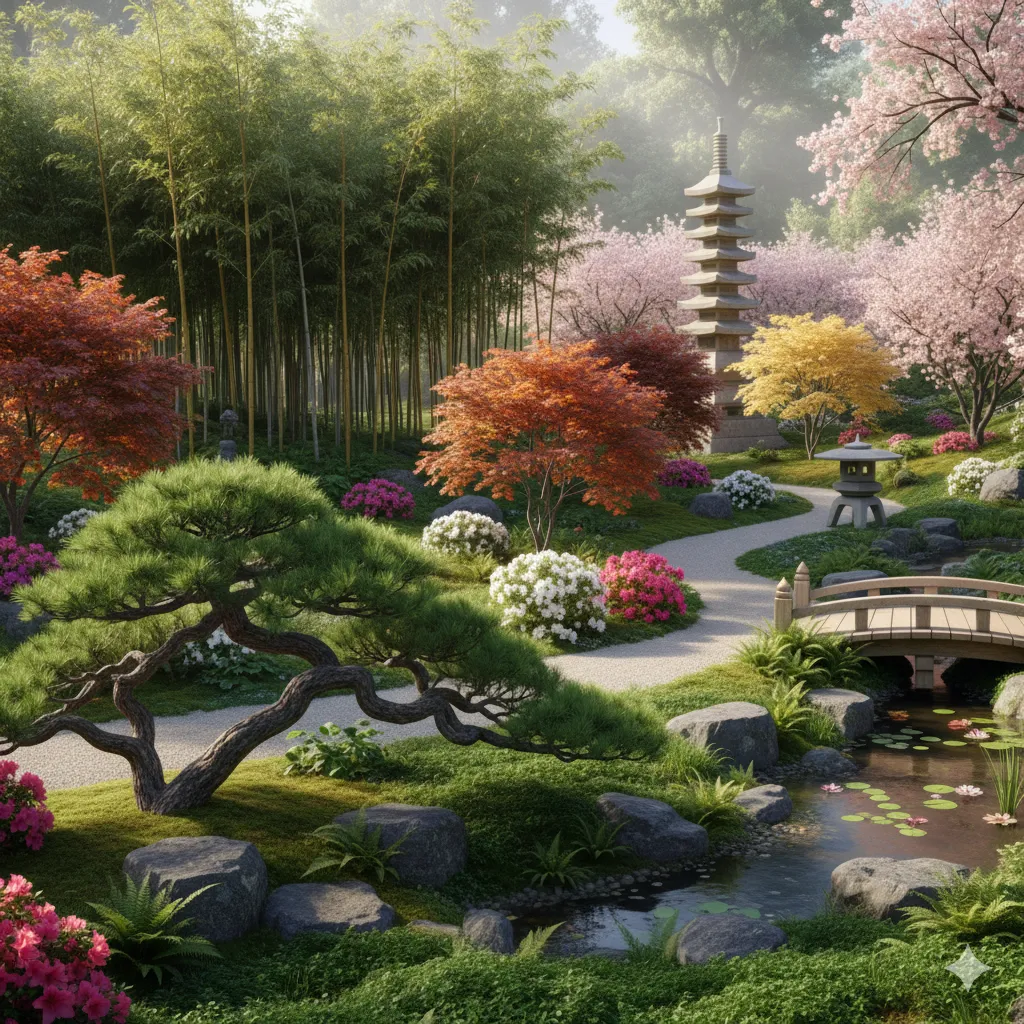 Collection of Japanese garden plants