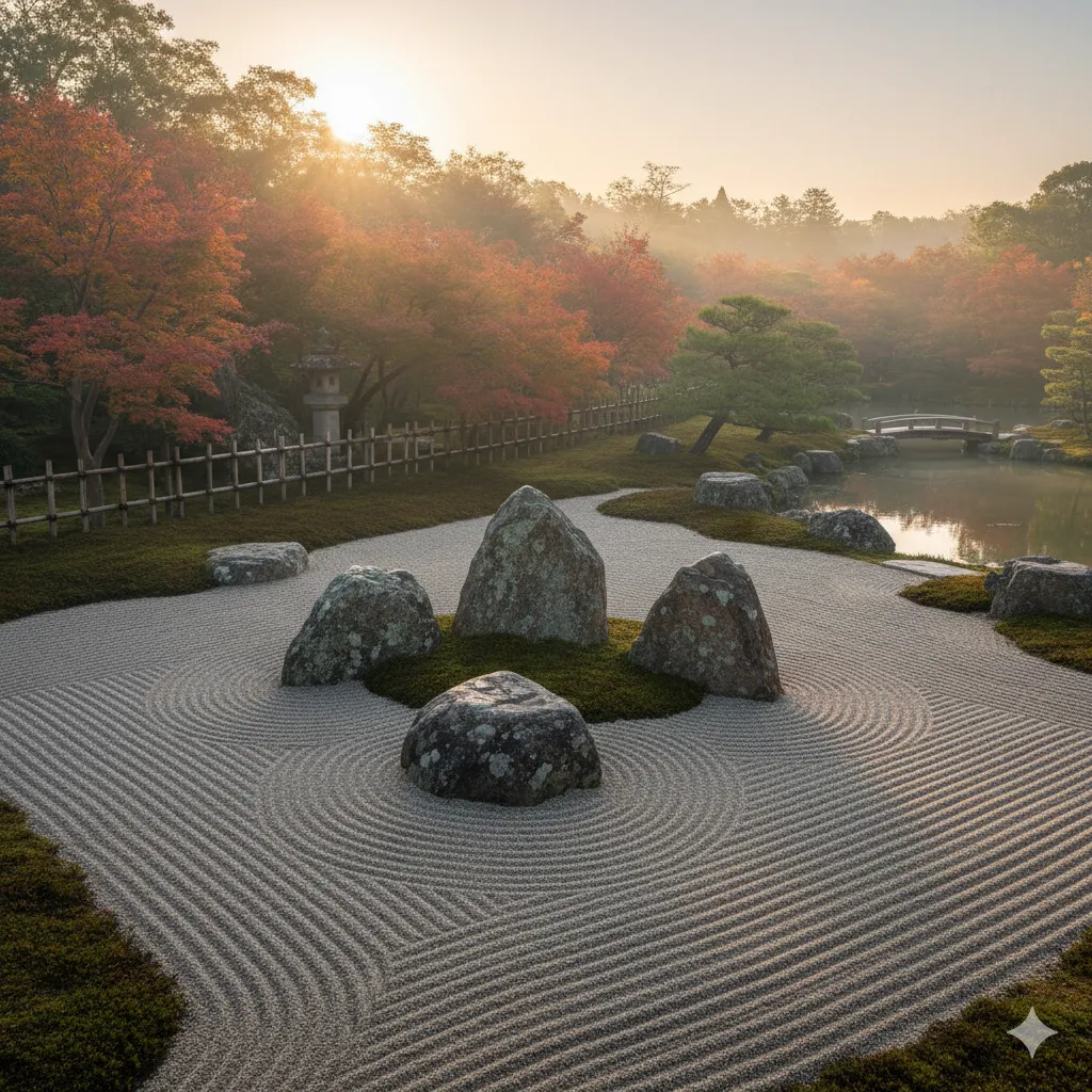 Japanese garden stone arrangement set